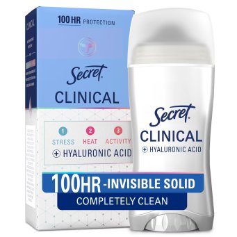 Secret Clinical Strength Completely Clean Invisible Solid Antiperspirant & Deodorant for Women - 2.6oz